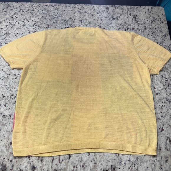 Alfred Dunner Yellow Size XL Floral Embroidered Short Sleeve Sweater Crew Neck - Picture 2 of 7